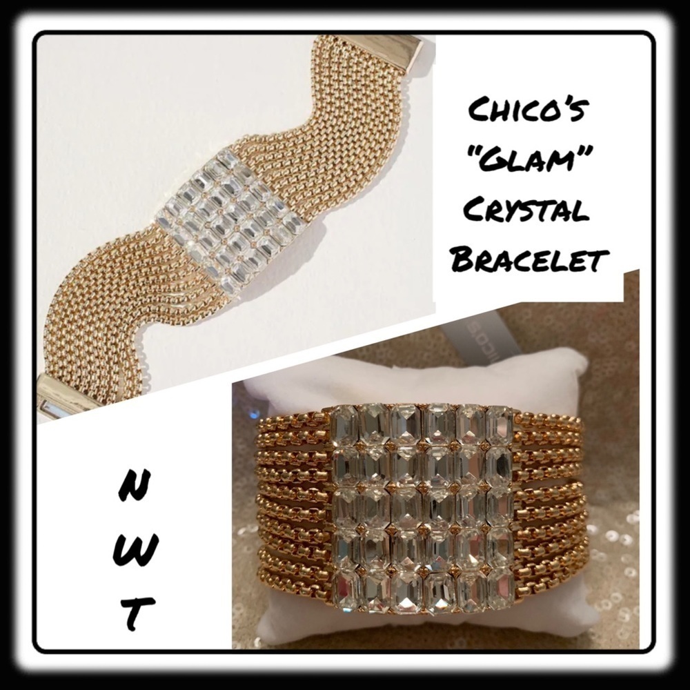 NWT Chico’s “Glam” Rhinestone Magnetic Bracelet. One size.